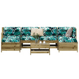7 Piece Garden Sofa Set Solid Wood Pine