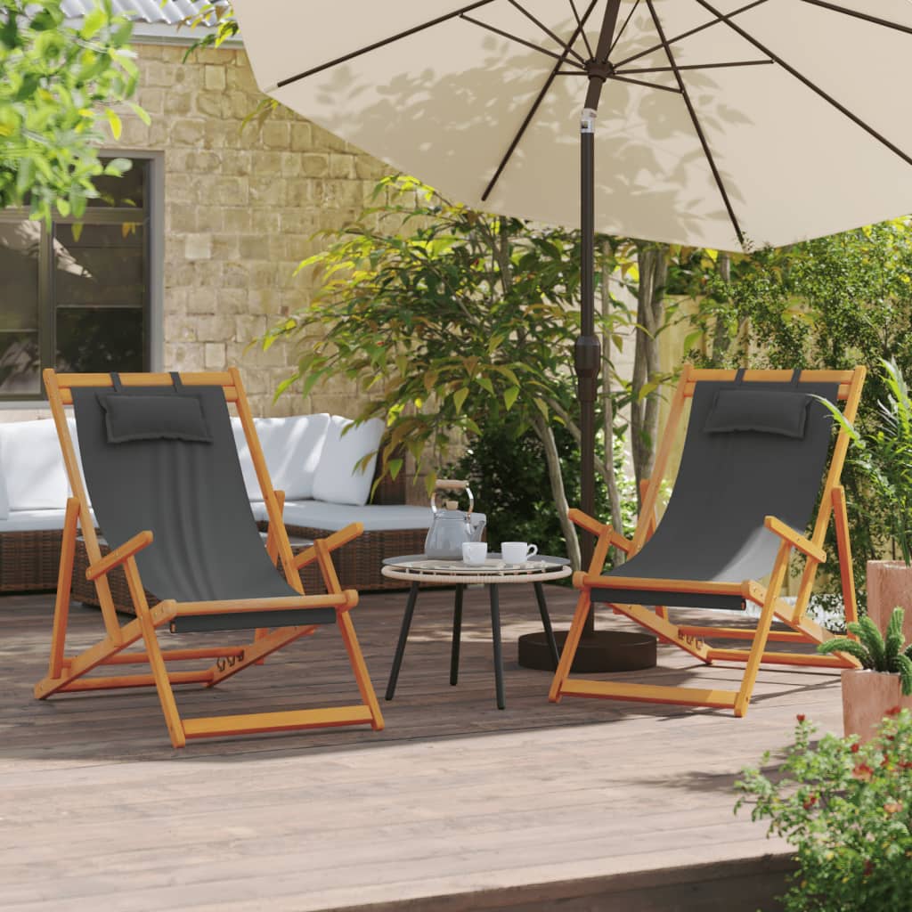 Folding Beach Chairs 2 Pcs White Fabric