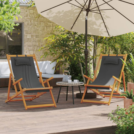 Folding Beach Chairs 2 Pcs White Fabric