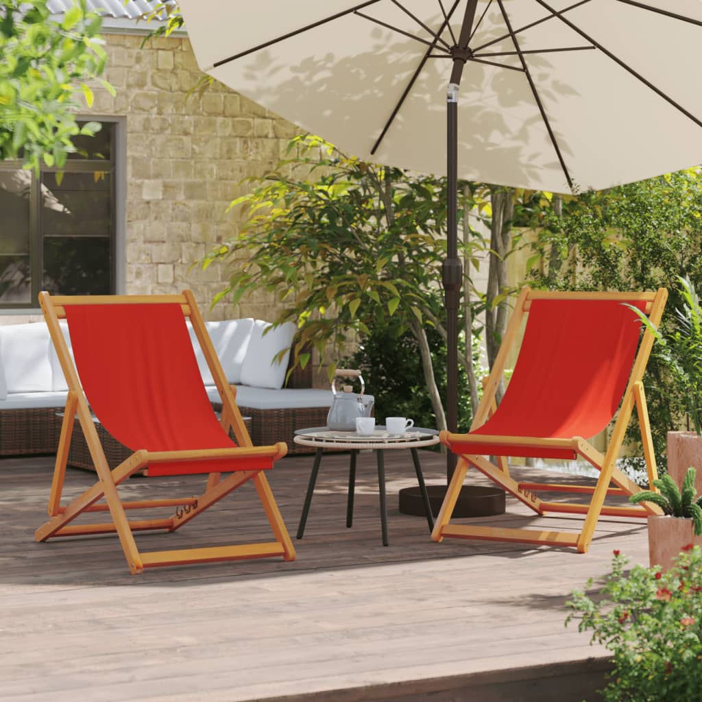 Folding Beach Chairs 2 Pcs White Fabric
