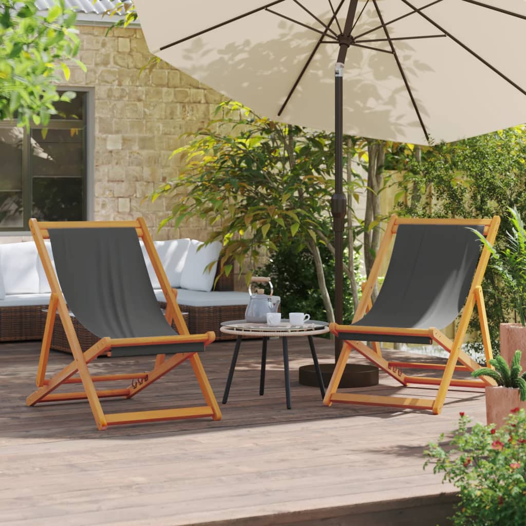 Folding Beach Chairs 2 Pcs White Fabric