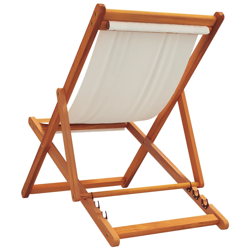 Folding Beach Chairs 2 Pcs White Fabric