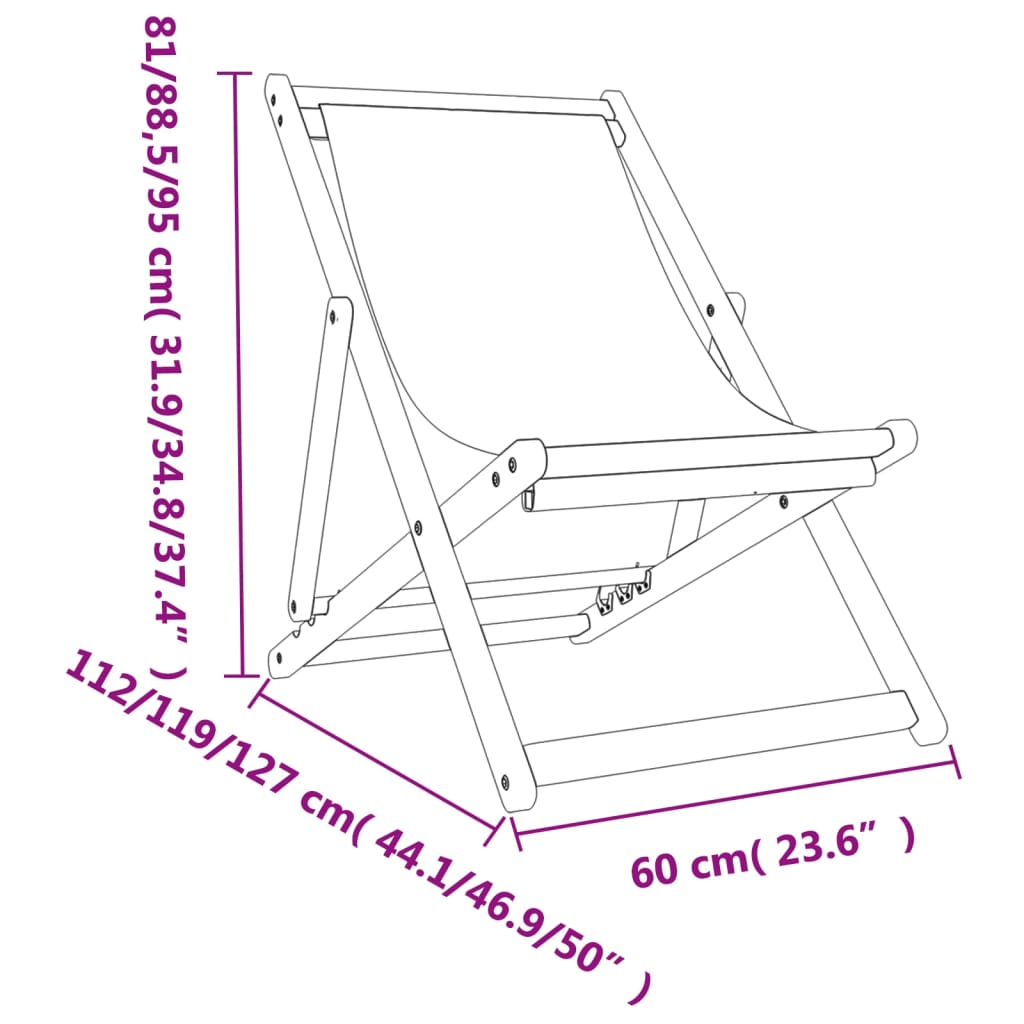 Folding Beach Chairs 2 Pcs White Fabric