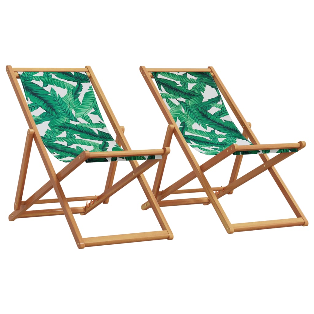 Folding Beach Chairs 2 Pcs White Fabric