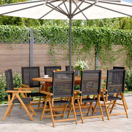Reclining Garden Chairs 8 Pcs Poly Rattan And Solid Wood