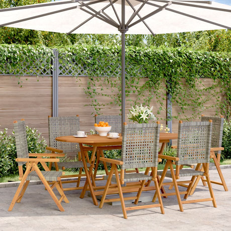 Reclining Garden Chairs 8 Pcs Poly Rattan And Solid Wood