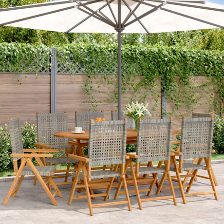 Reclining Garden Chairs 8 Pcs Poly Rattan And Solid Wood