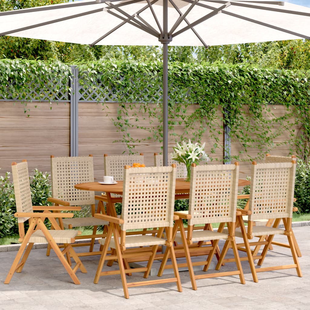 Reclining Garden Chairs 8 Pcs Poly Rattan And Solid Wood