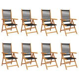 Reclining Garden Chairs 8 Pcs Solid Wood Acacia