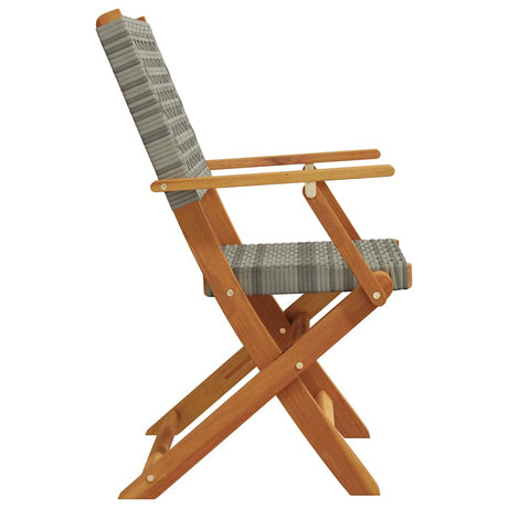 Folding Garden Chairs 8 Pcs Poly Rattan And Solid Wood