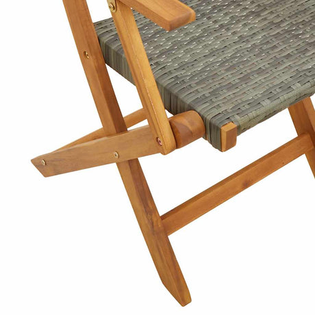 Folding Garden Chairs 8 Pcs Poly Rattan And Solid Wood