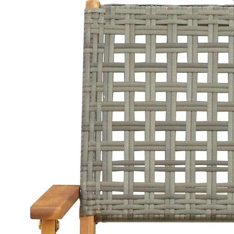 Folding Garden Chairs 8 Pcs Poly Rattan And Solid Wood