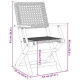 Folding Garden Chairs 8 Pcs Poly Rattan And Solid Wood