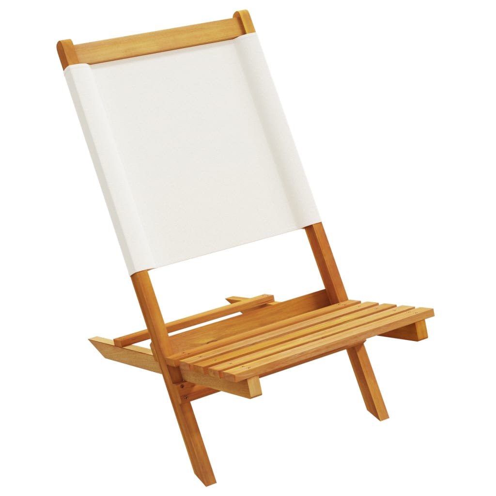 Folding Garden Chairs 6 Pcs White Fabric And Solid Wood