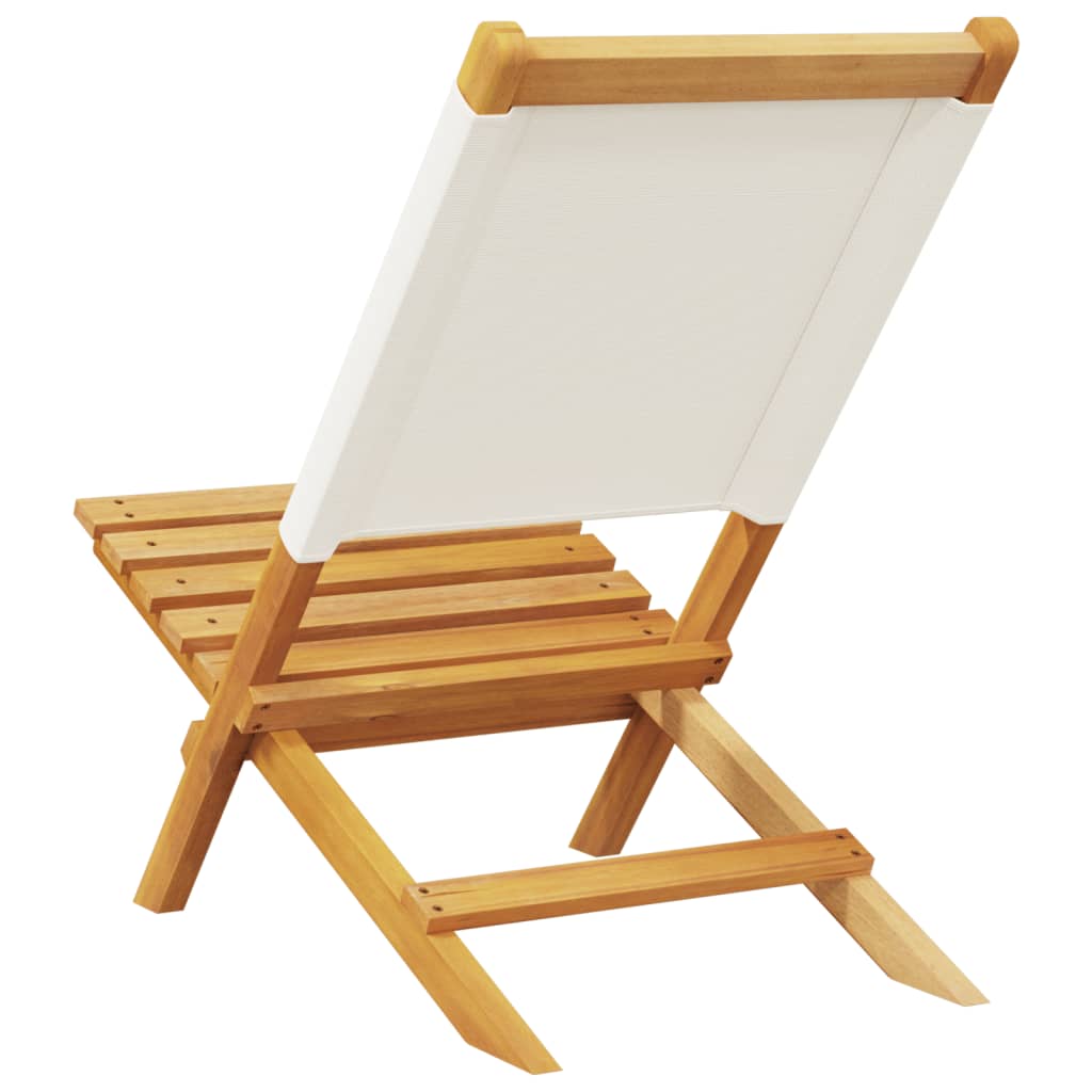 Folding Garden Chairs 6 Pcs White Fabric And Solid Wood