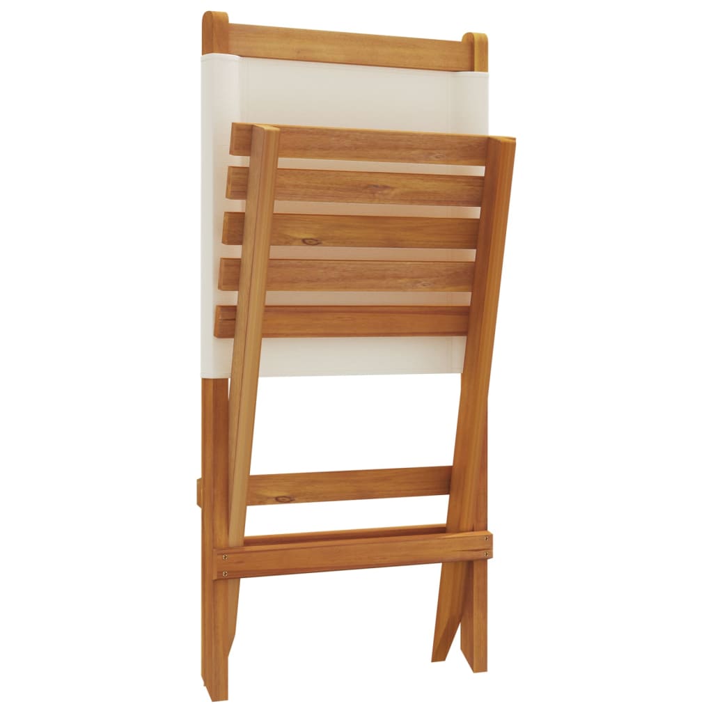 Folding Garden Chairs 6 Pcs White Fabric And Solid Wood