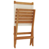 Folding Garden Chairs 6 Pcs White Fabric And Solid Wood