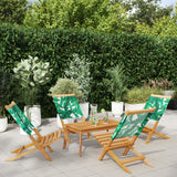 Folding Garden Chairs 6 Pcs White Fabric And Solid Wood