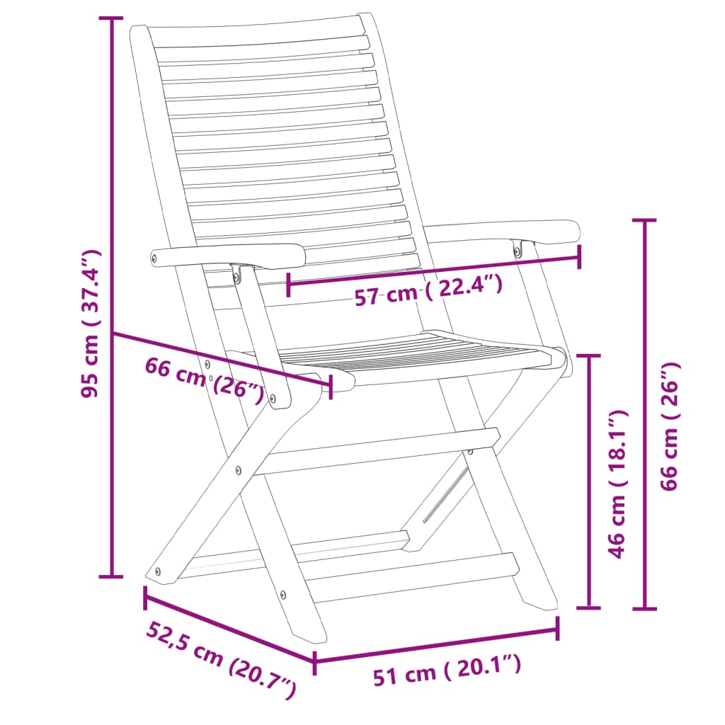 Folding Garden Chairs 4 Pcs 57X66X95 Cm Solid Wood Acacia