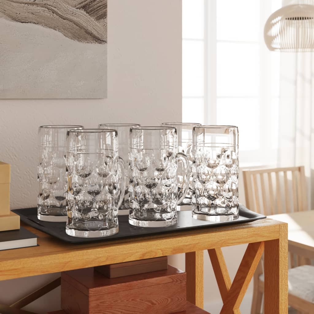 Beer Mugs With Handle Glass 6 Pcs