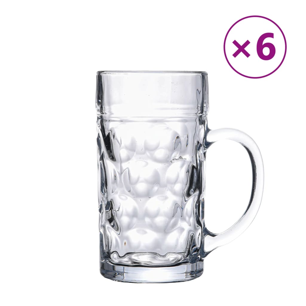 Beer Mugs With Handle Glass 6 Pcs
