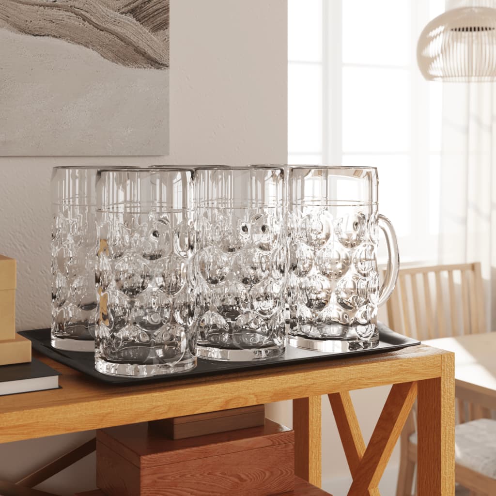 Beer Mugs With Handle Glass 6 Pcs