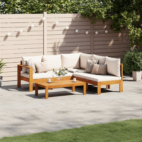 5 Piece Garden Sofa Set With Cushions Solid Wood Acacia