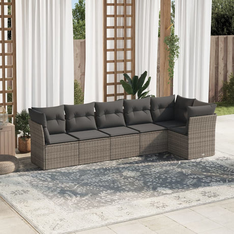 6 Piece Garden Sofa Set With Cushions Beige Poly Rattan