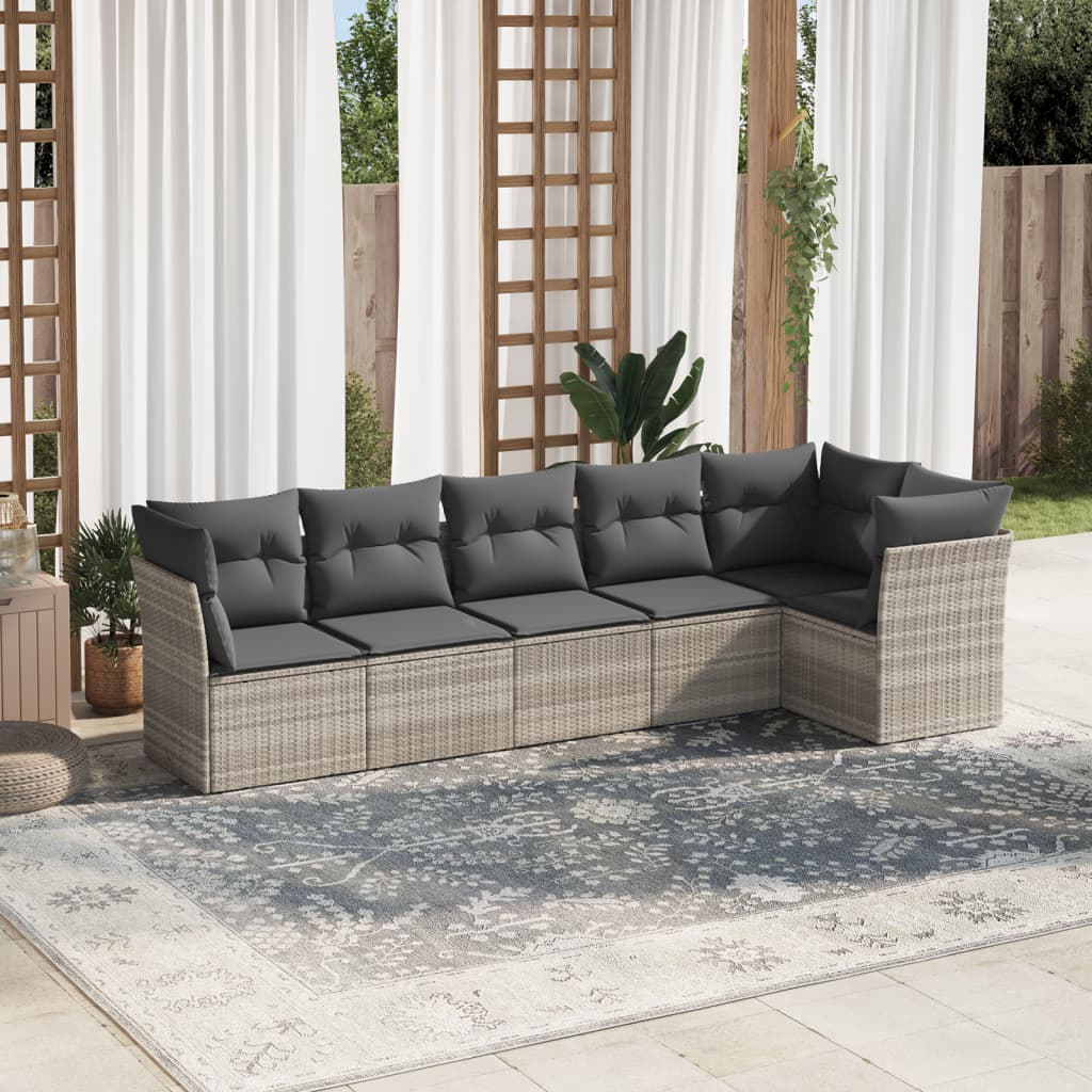 6 Piece Garden Sofa Set With Cushions Beige Poly Rattan