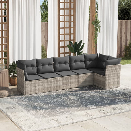 6 Piece Garden Sofa Set With Cushions Beige Poly Rattan