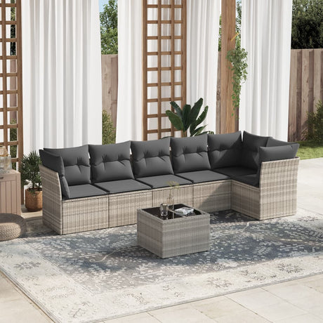 6 Piece Garden Sofa Set With Cushions Beige Poly Rattan