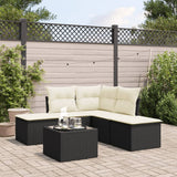 6 Piece Garden Sofa Set With Cushions Black Poly Rattan