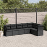 7 Piece Garden Sofa Set With Cushions Black Poly Rattan