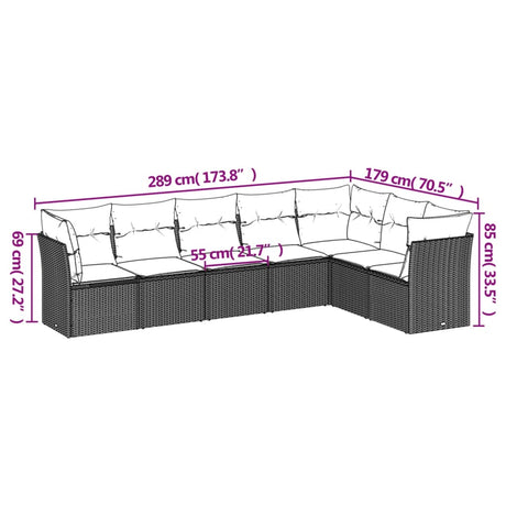 7 Piece Garden Sofa Set With Cushions Black Poly Rattan
