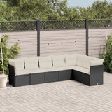 7 Piece Garden Sofa Set With Cushions Black Poly Rattan