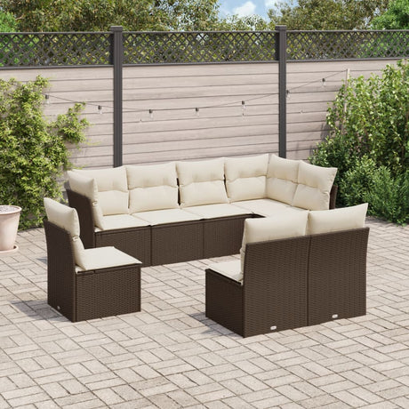 8 Piece Garden Sofa Set With Cushions Poly Rattan