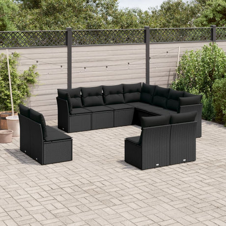 11 Piece Garden Sofa Set With Cushions Beige Poly Rattan