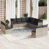 11 Piece Garden Sofa Set With Cushions Beige Poly Rattan