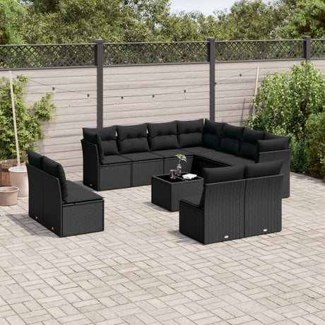 11 Piece Garden Sofa Set With Cushions Beige Poly Rattan