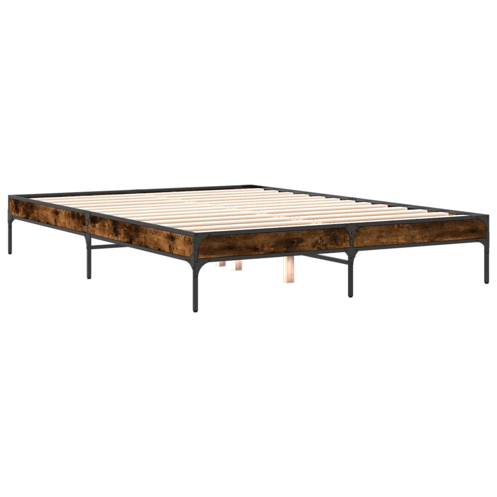 Bed Frame without Mattress Smoked Oak 160x200 cm