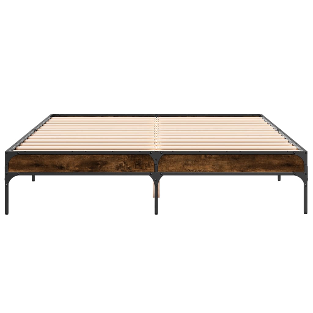 Bed Frame without Mattress Smoked Oak 160x200 cm