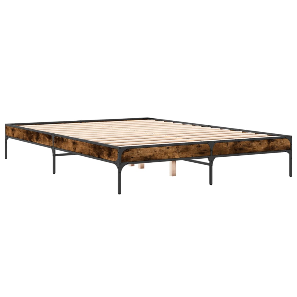 Bed Frame without Mattress Smoked Oak 160x200 cm