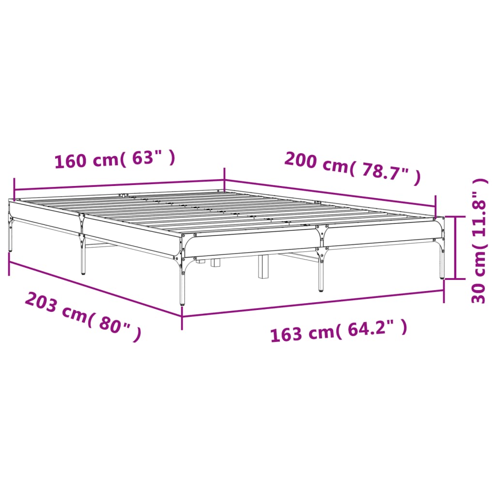 Bed Frame without Mattress Smoked Oak 160x200 cm