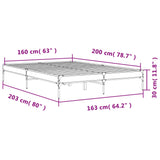 Bed Frame without Mattress Smoked Oak 160x200 cm
