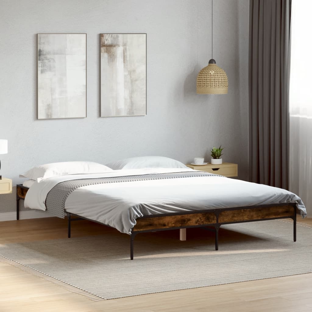Bed Frame without Mattress Smoked Oak 160x200 cm