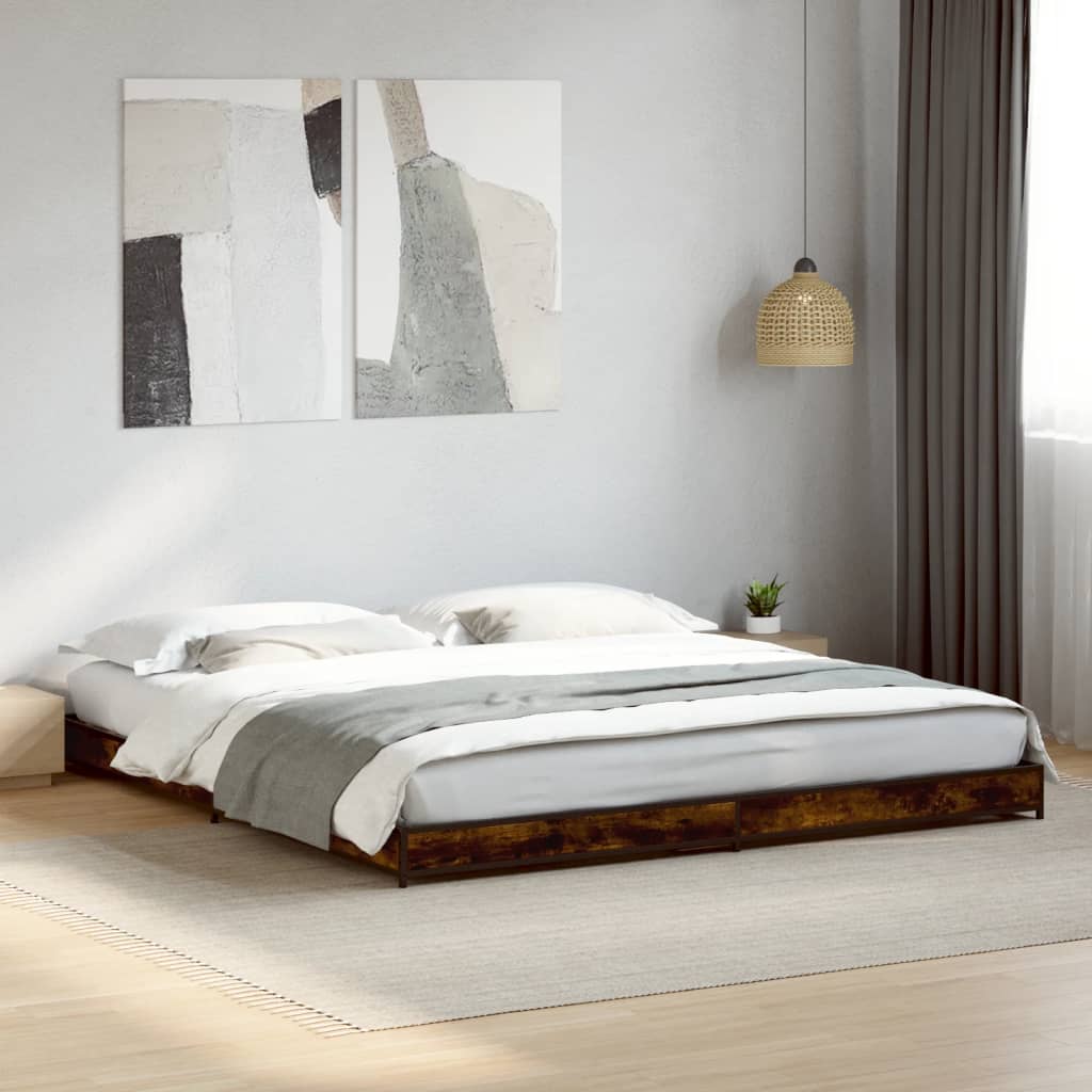 Bed Frame without Mattress Smoked Oak 200x200 cm