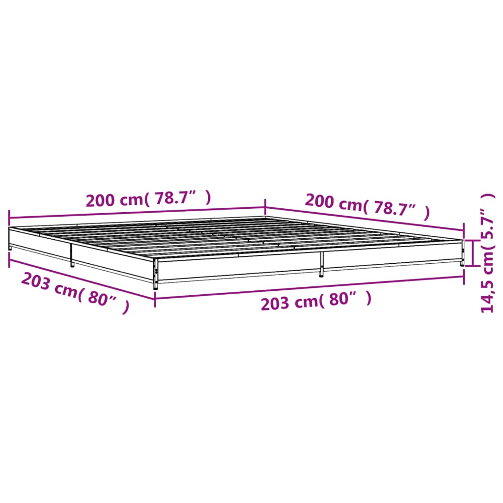 Bed Frame without Mattress Smoked Oak 200x200 cm