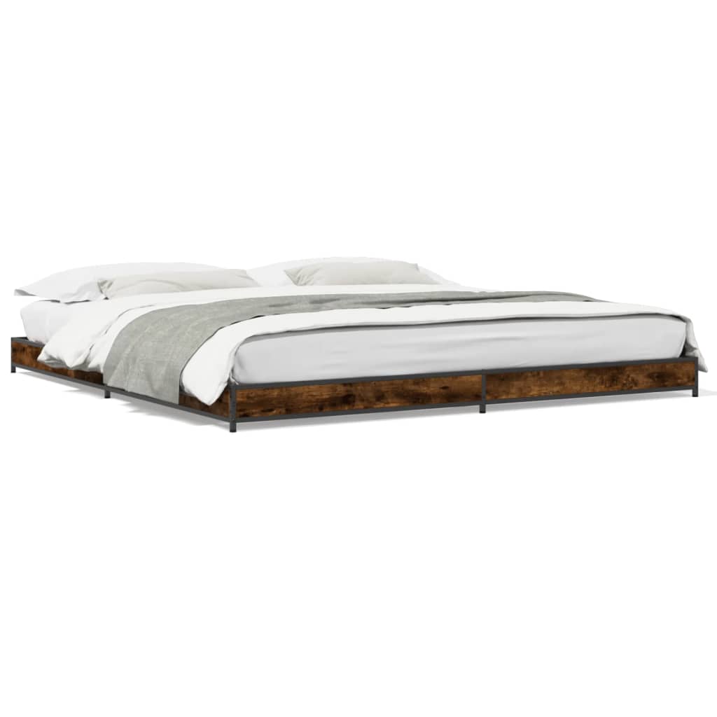 Bed Frame without Mattress Smoked Oak 200x200 cm