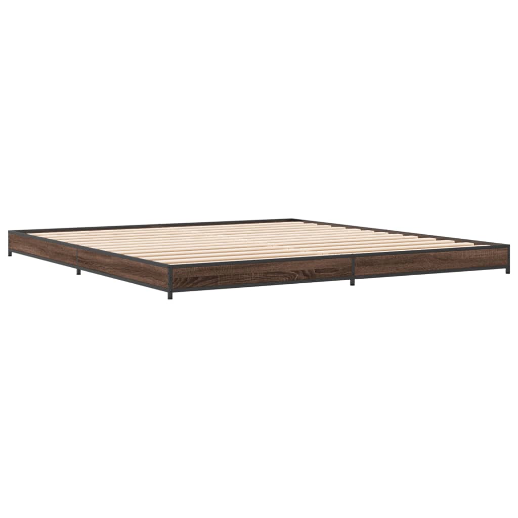 Bed Frame without Mattress Brown Oak 200x200 cm