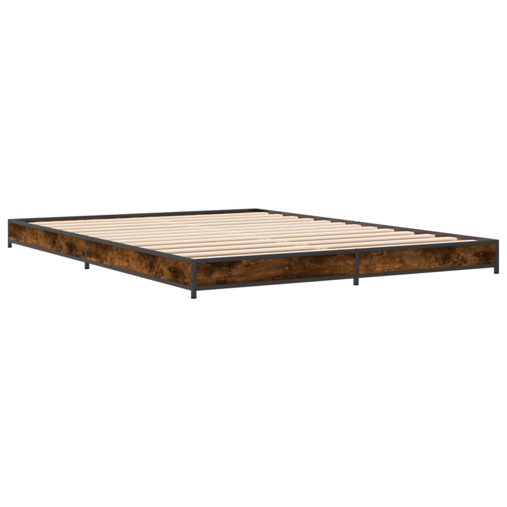 Bed Frame without Mattress Smoked Oak 135x190 cm Double
